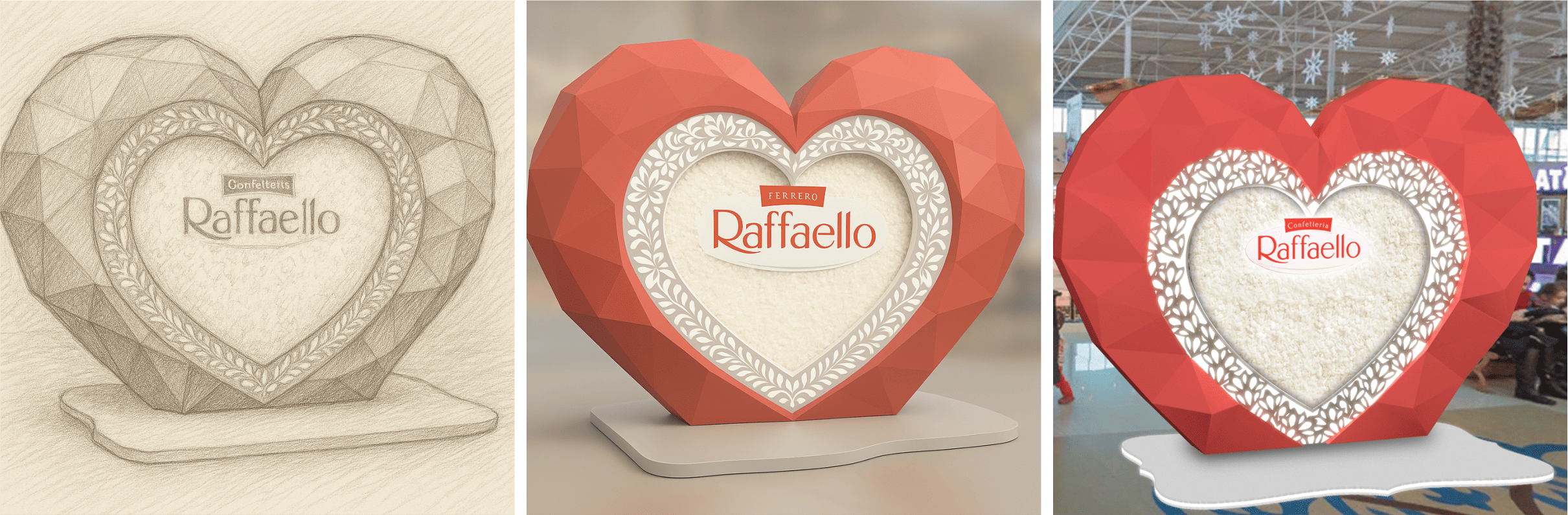 From concept sketch to final installation – Raffaello illuminated display stand