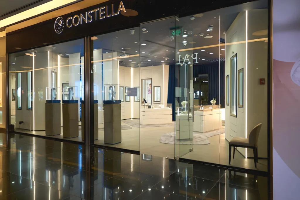 LED backlit channel letter sign for Constella jewelry boutique in Dallas mall