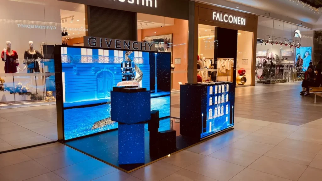 Givenchy promotional display for Christmas pop-up event in Houston