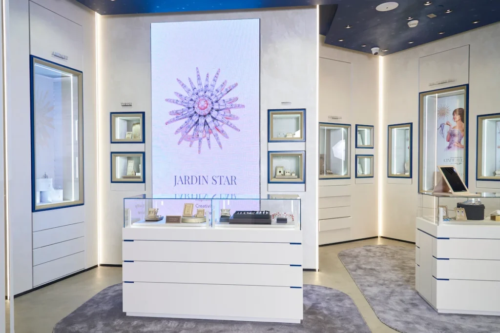 Store furniture and display setup for Constella jewelry retail in Dallas